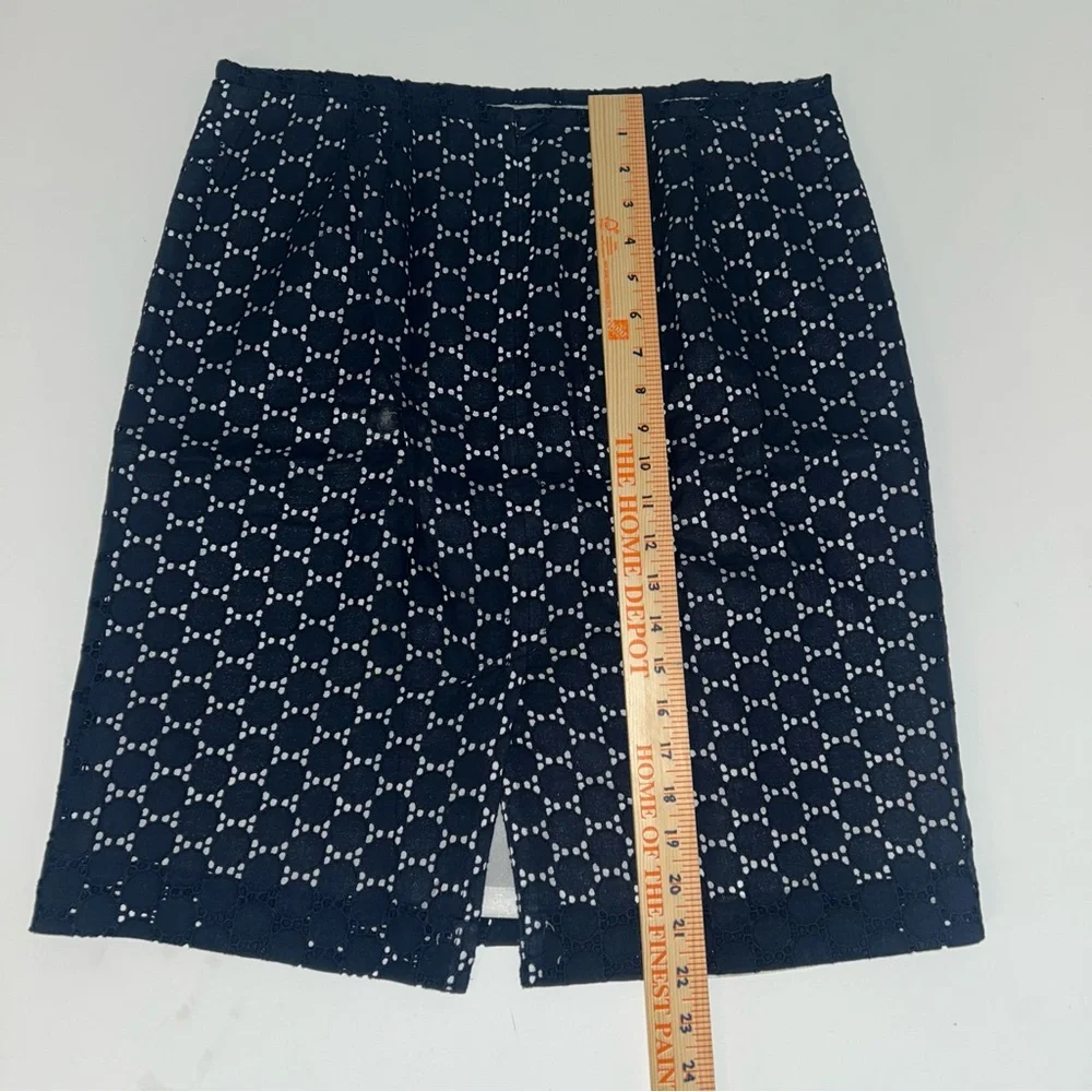LOFT womens navy‎ eyelet LINED skirt Cotton Classic Business Causal Y2K size 10